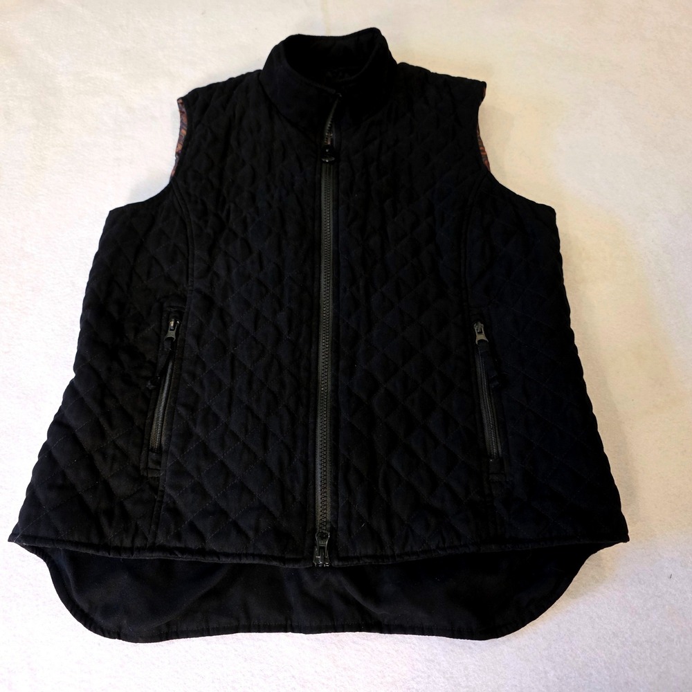 Outback Trading Co Black Microsuede Quilted Grand Prix Vest Paisley Lining 2958